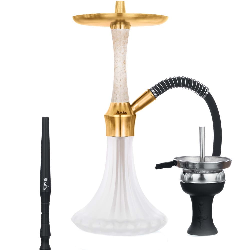 Aladin Epox 360 vízipipa – 38 cm | Fehér arany mintás